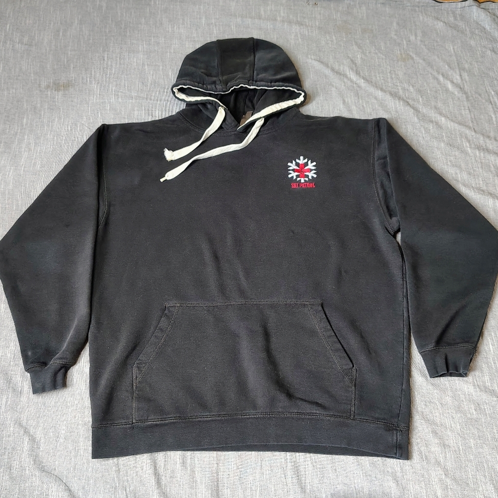 Ski Patrol Pullover Hoodie Black Heavyweight Yellowstone Club Resort Snowflake